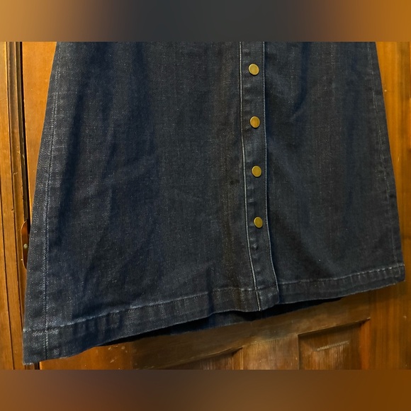 Talbots Denim Button Front A-Line Skirt - Picture 4 of 15